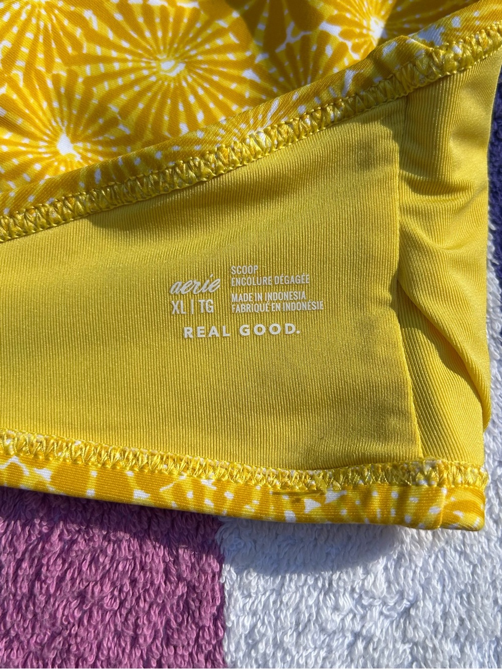 Aerie ‘Yellow Shock’ V Scoop Bikini Top ONLY | Size XL - Picture 6 of 10